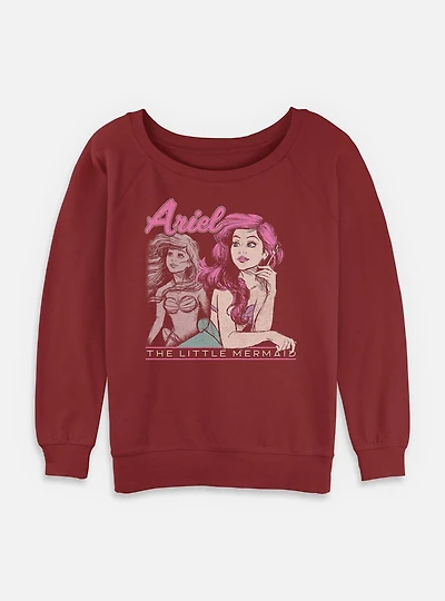 Disney The Little Mermaid Retro Ariel Collage Womens Slouchy Sweatshirt