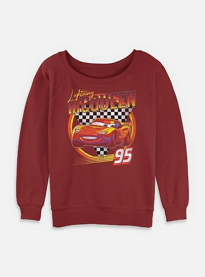 Disney Pixar Cars Lightning McQueen Vintage Womens Slouchy Sweatshirt