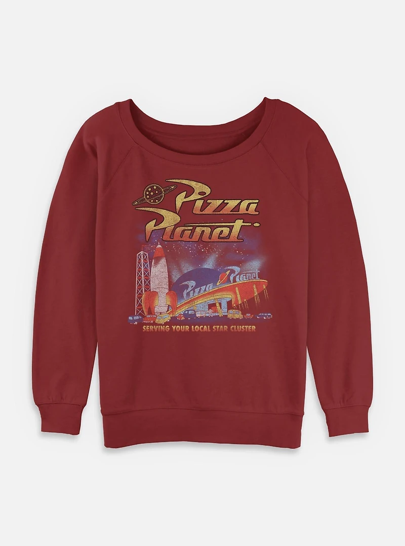 Disney Pixar Toy Story Pizza Planet Poster Style  Womens Slouchy Sweatshirt