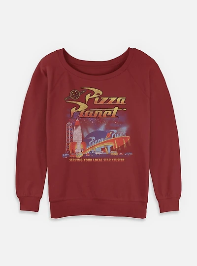 Disney Pixar Toy Story Pizza Planet Poster Style  Womens Slouchy Sweatshirt