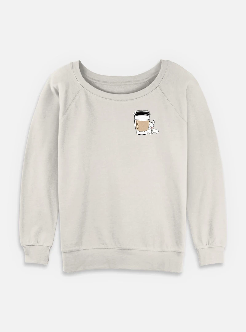 Pokemon Pikachu Coffee  Womens Slouchy Sweatshirt