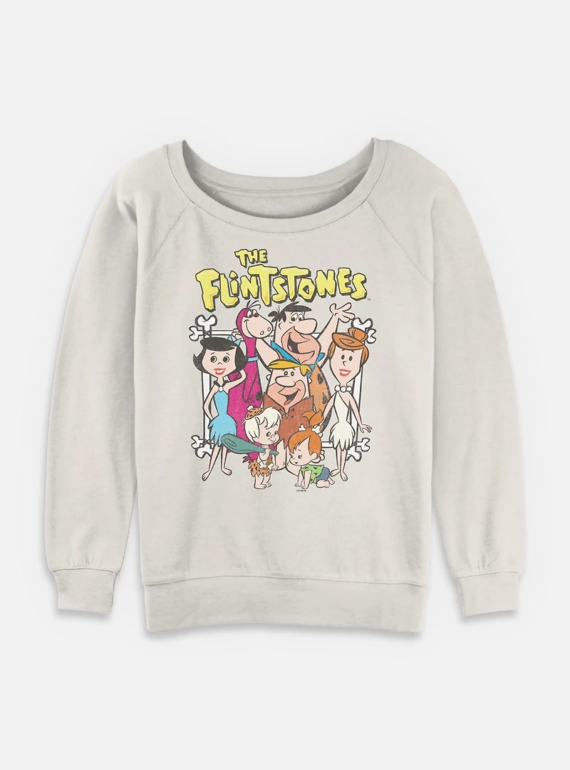 The Flintstones Retro Group Womens Slouchy Sweatshirt