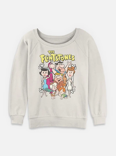 The Flintstones Retro Group Womens Slouchy Sweatshirt