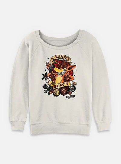 Crash Bandicoot Nsanity Beach Tattoo Style Womens Slouchy Sweatshirt