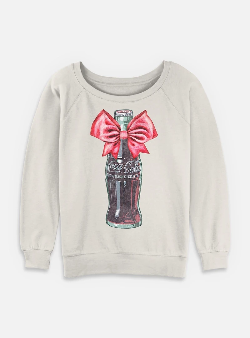 Coca-Cola Diet Coke Classic Bottle With Bow Womens Slouchy Sweatshirt