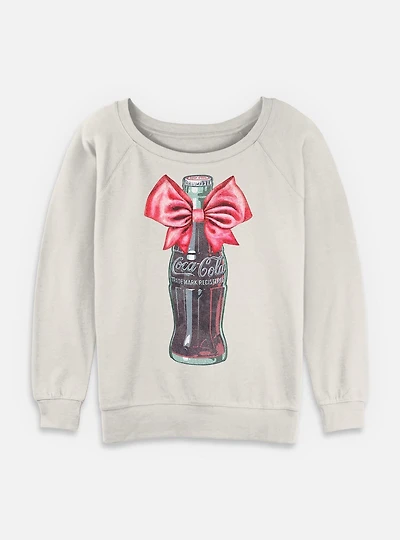 Coca-Cola Diet Coke Classic Bottle With Bow Womens Slouchy Sweatshirt