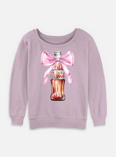 Coca-Cola Diet Coke Bottle With Bow Womens Slouchy Sweatshirt