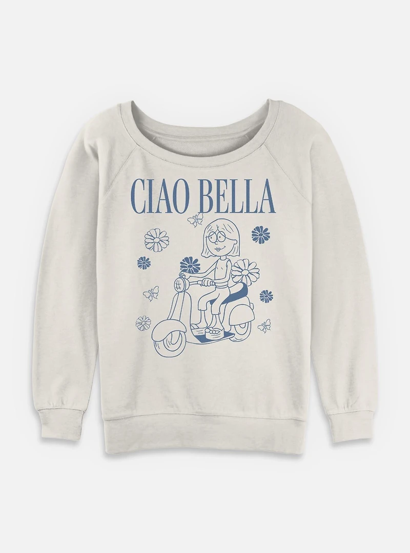 Disney Lizzie McGuire Ciao Bella Womens Slouchy Sweatshirt