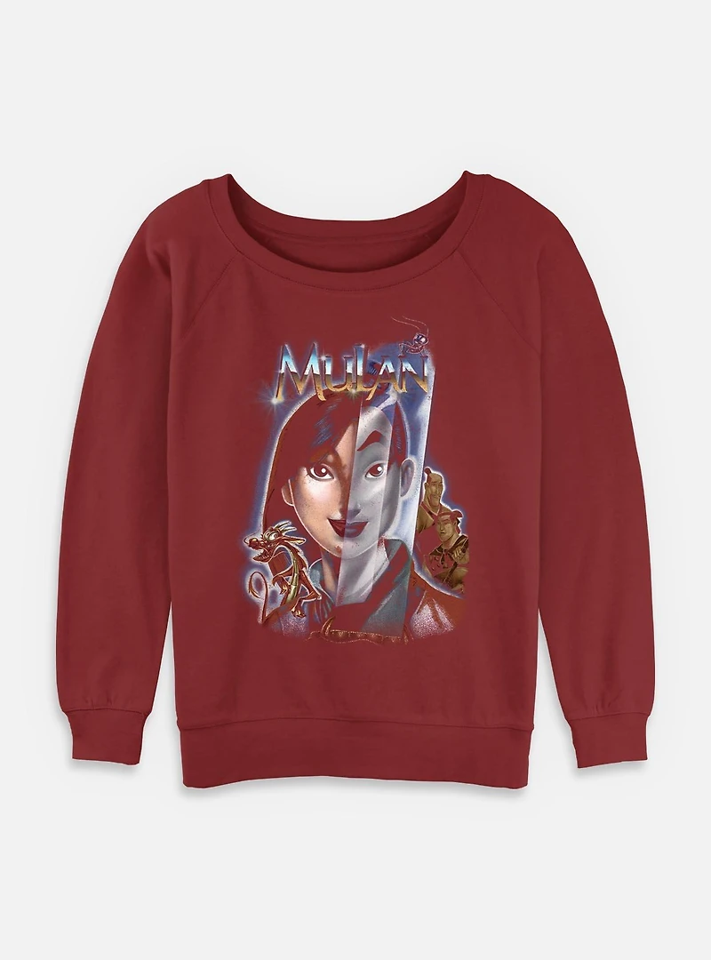 Disney Princesses Mulan Vintage Poster Womens Slouchy Sweatshirt