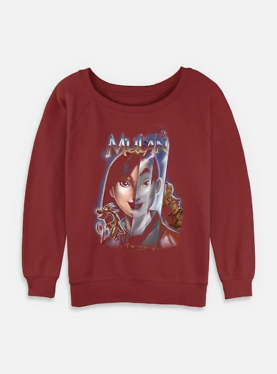 Disney Princesses Mulan Vintage Poster Womens Slouchy Sweatshirt