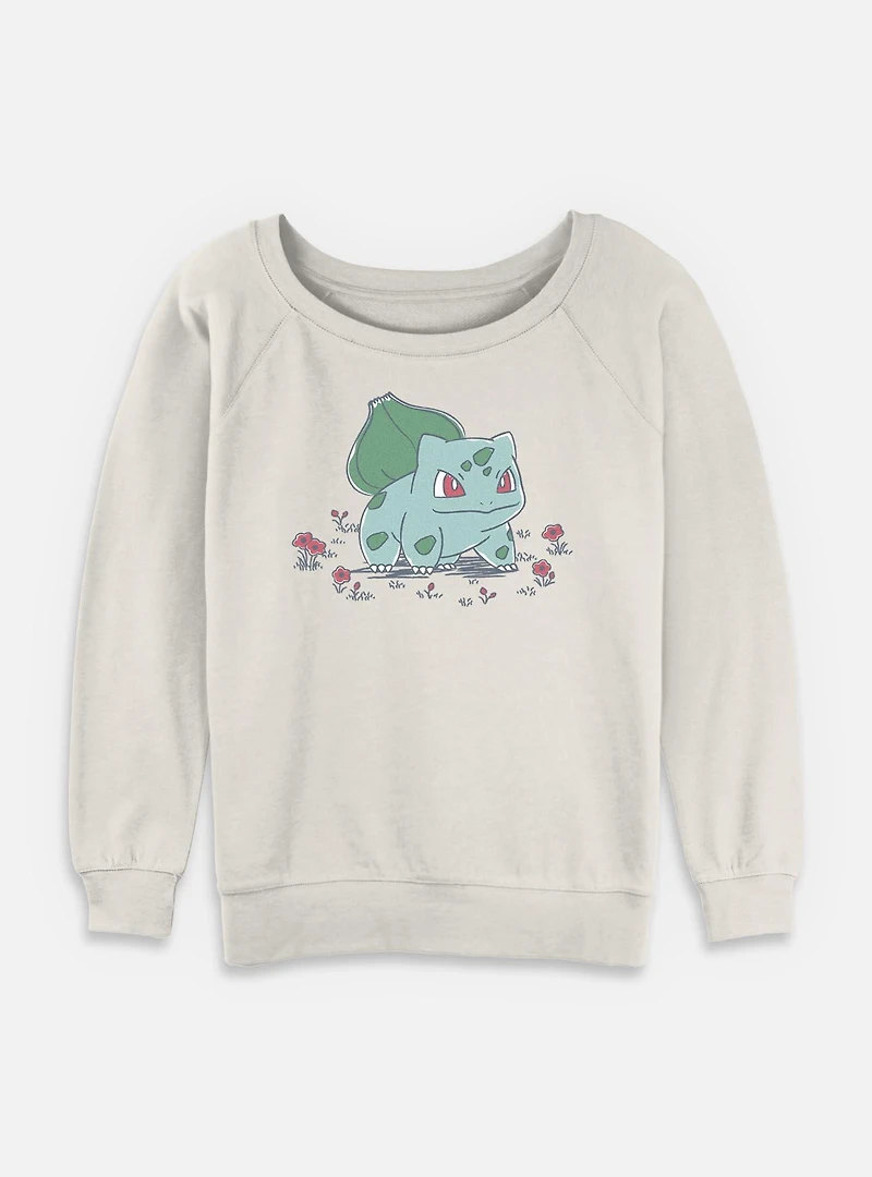Pokemon Bulbasaur Floral Womens Slouchy Sweatshirt
