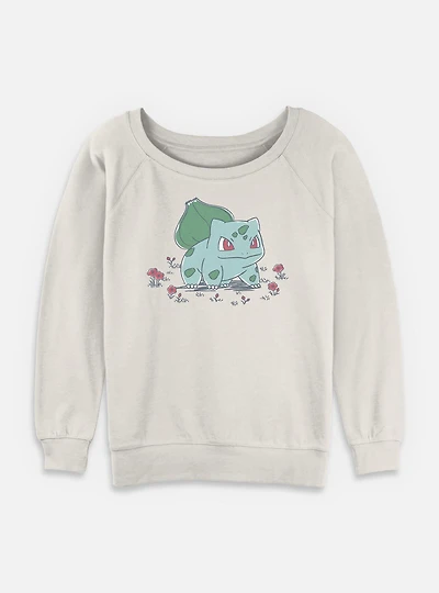 Pokemon Bulbasaur Floral Womens Slouchy Sweatshirt