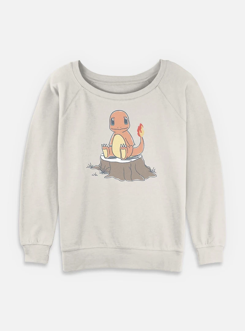 Pokemon Charmander Sitting On Tree Womens Slouchy Sweatshirt