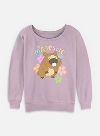 Pokemon Bidoof Flower Majestic Womens Slouchy Sweatshirt