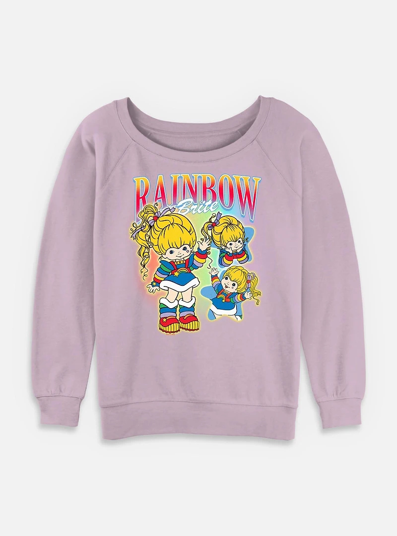 Rainbow Brite Y2K Collage  Womens Slouchy Sweatshirt