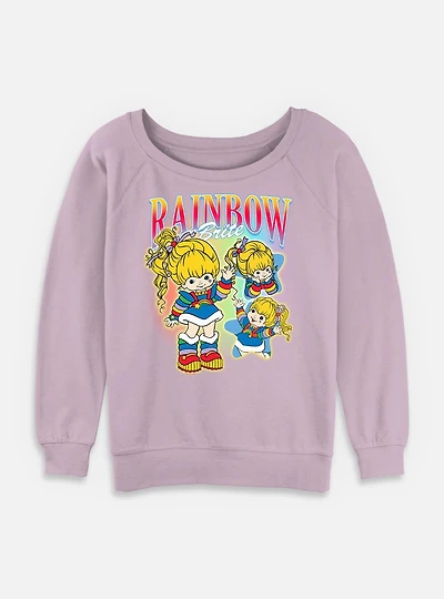 Rainbow Brite Y2K Collage  Womens Slouchy Sweatshirt