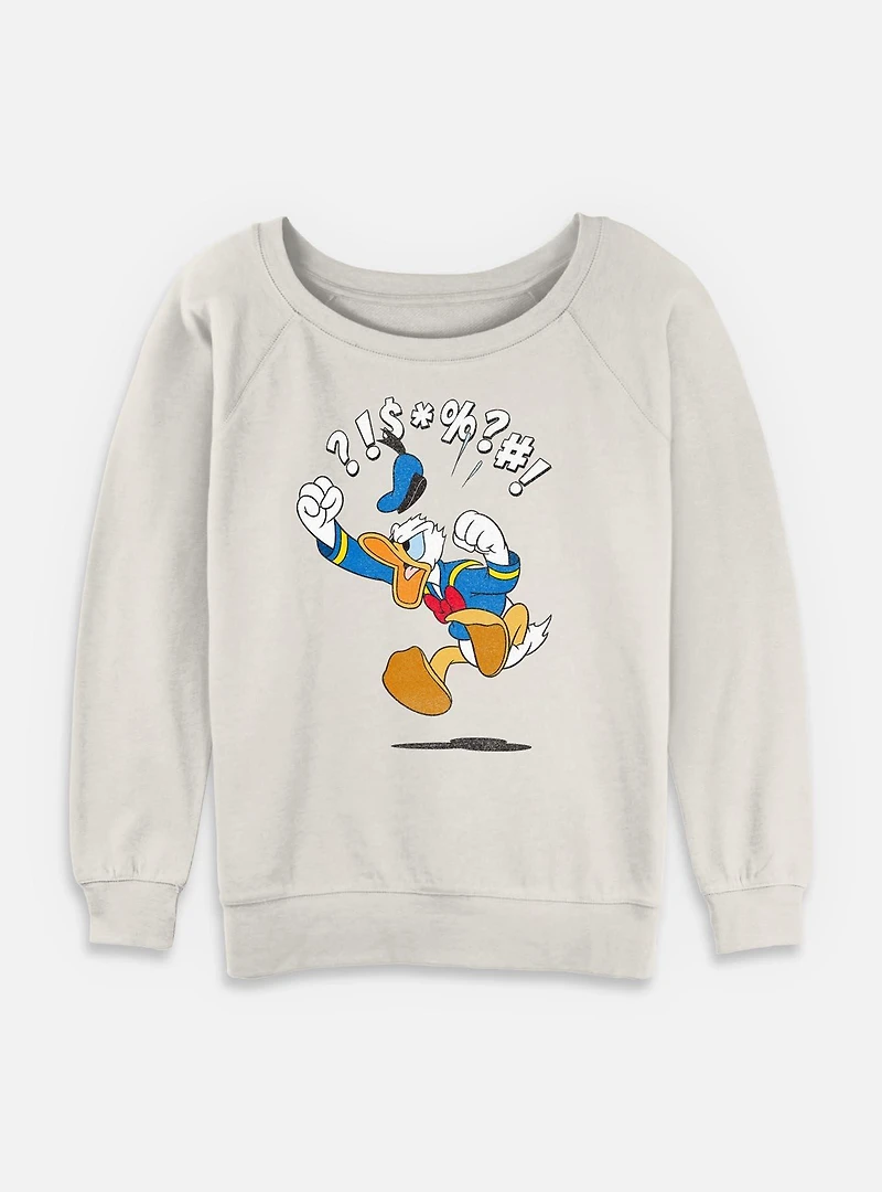 Disney Donald Duck Angry Jump Womens Slouchy Sweatshirt