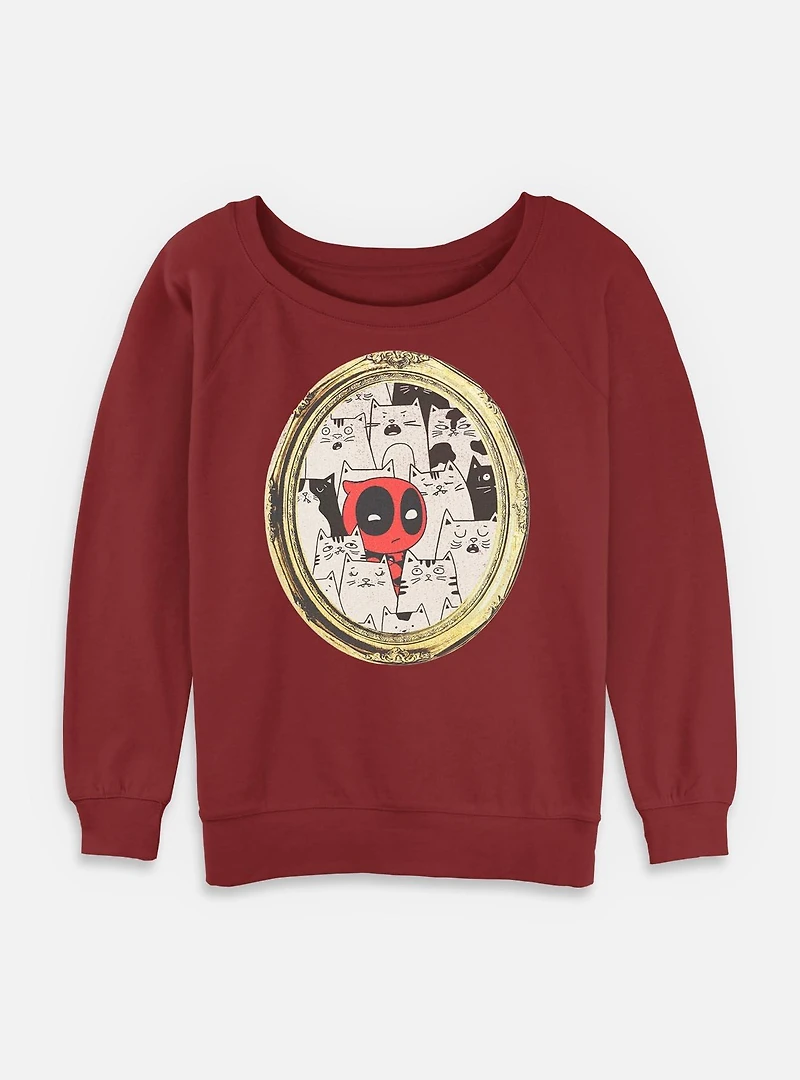 Marvel Deadpool Cats Rule Everything Around Me Womens Slouchy Sweatshirt