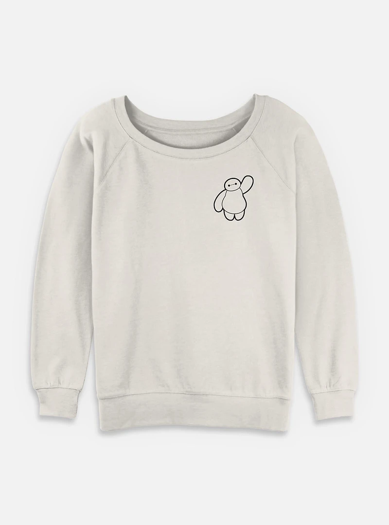 Disney Big Hero 6 Baymax Outline Womens Slouchy Sweatshirt