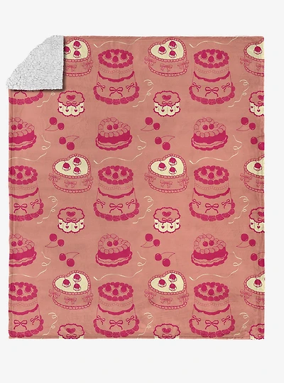 Valentine's Day Cakes Silk Touch Sherpa Throw Blanket