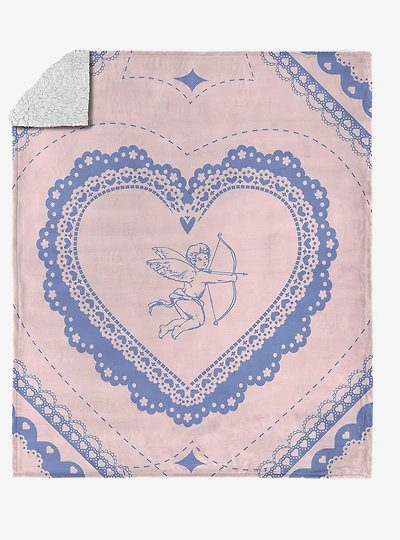 Vintage Hearts Silk Touch Sherpa Throw Blanket