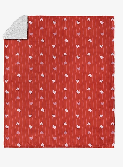 Line Hearts Silk Touch Sherpa Throw Blanket