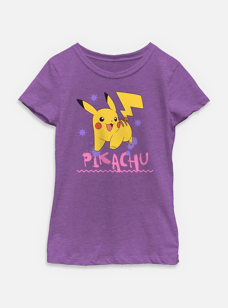 Pokemon Pikachu Splatter Youth Girls T-Shirt