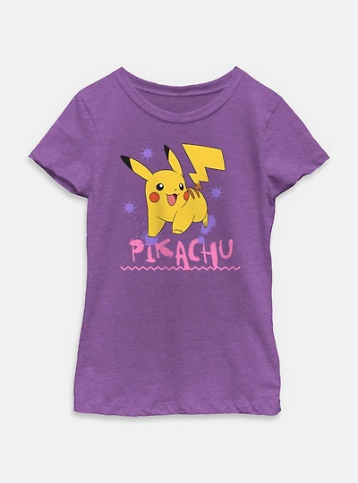 Pokemon Pikachu Splatter Youth Girls T-Shirt