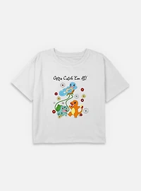 Pokemon Gotta Catch Em All Flowers Youth Girls Boxy Crop T-Shirt