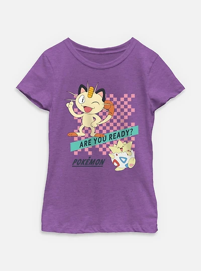 Pokemon Are You Ready Meow Togepi Youth Girls T-Shirt