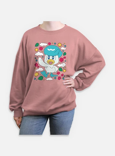 Pokemon Quaxly Floral Womens Oversized Sweatshirt