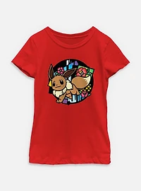 Pokemon Eevee Stained Glass Icon  Youth Girls T-Shirt