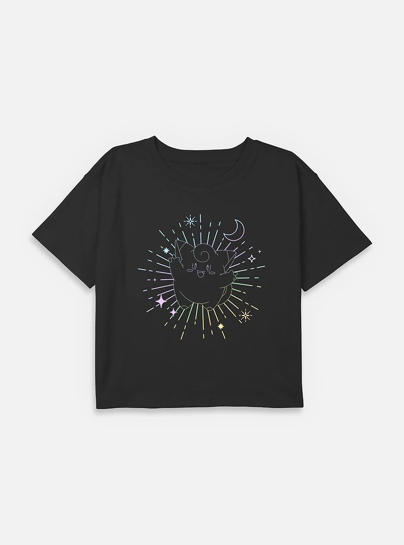 Pokemon Celestial Clefairy Youth Girls Boxy Crop T-Shirt