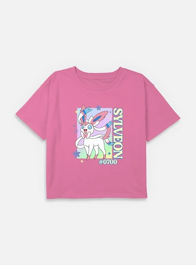 Pokemon Sylveon Stars Frame Youth Girls Boxy Crop T-Shirt