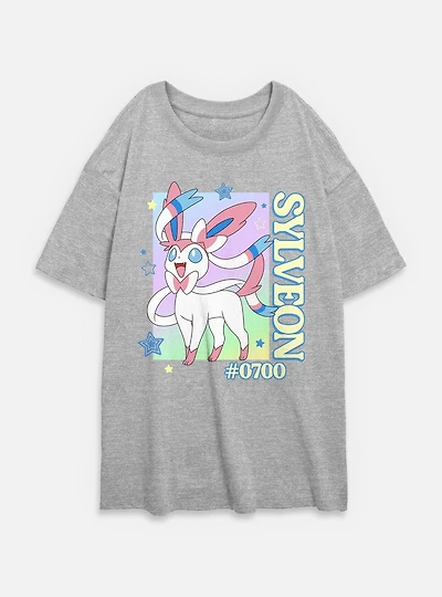 Pokemon Sylveon Stars Frame Womens Oversized T-Shirt