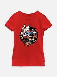 Pokemon Cinderace Stained Glass Icon Youth Girls T-Shirt
