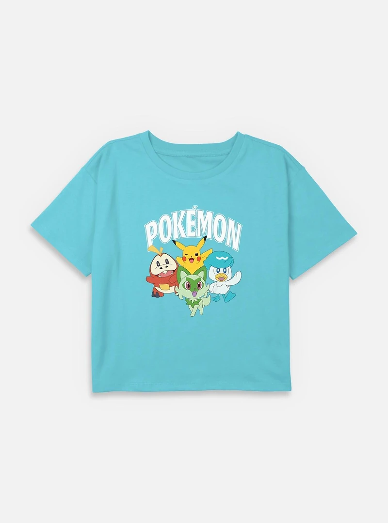Pokemon Friends Squad Youth Girls Boxy Crop T-Shirt