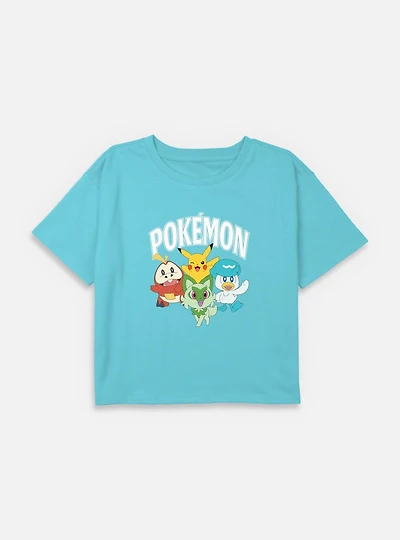 Pokemon Friends Squad Youth Girls Boxy Crop T-Shirt