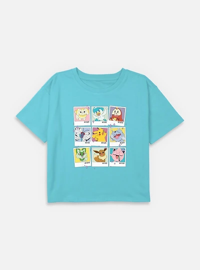 Pokemon Polaroid Group Youth Girls Boxy Crop T-Shirt