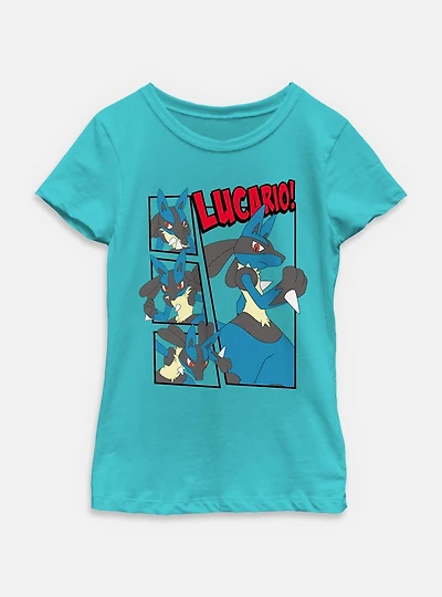 Pokemon Lucario Box Frames Youth Girls T-Shirt