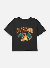 Pokemon Charizard Fire Type Youth Girls Boxy Crop T-Shirt