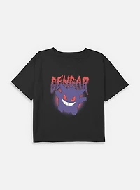 Pokemon Gengar Poison Type Youth Girls Boxy Crop T-Shirt