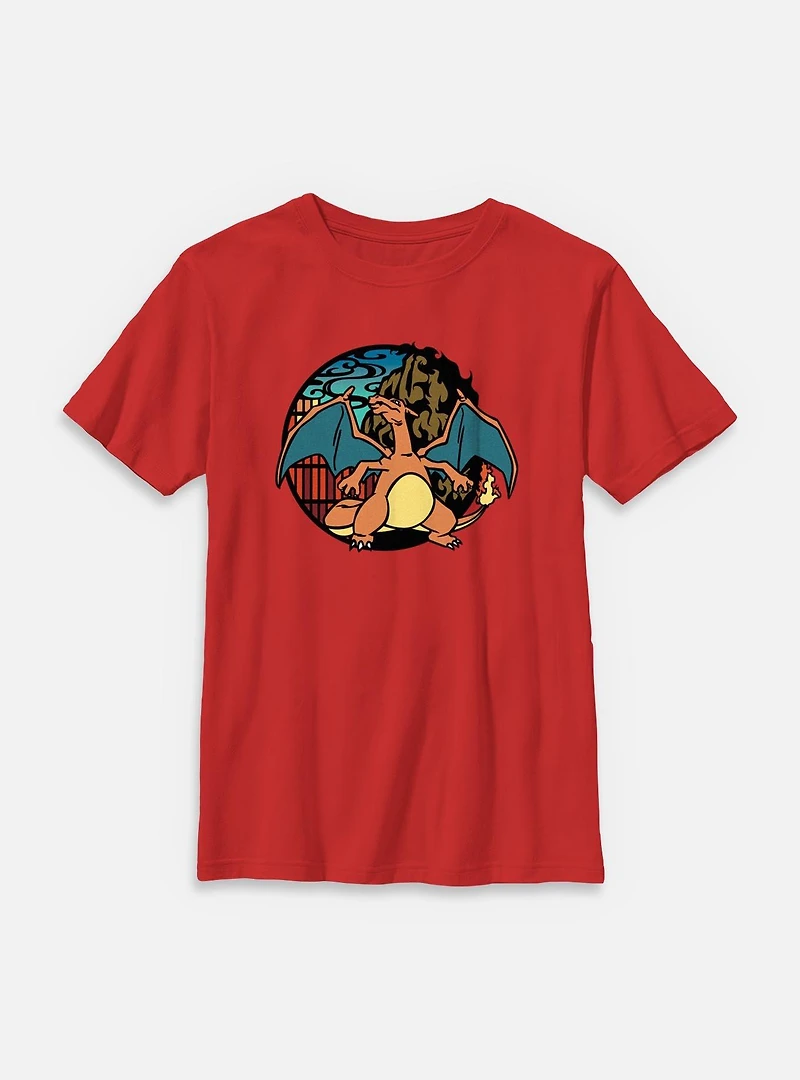Pokemon Charizard Badge Icon Youth T-Shirt