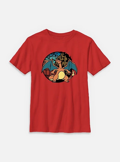 Pokemon Charizard Badge Icon Youth T-Shirt