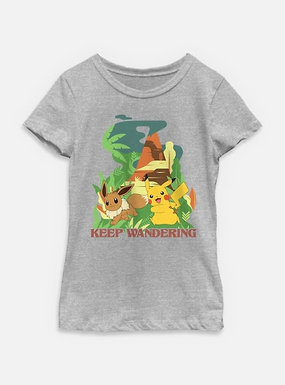 Pokemon Keep Wandering Pikachu Eevee Youth Girls T-Shirt