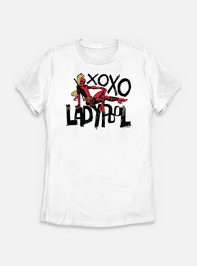 Marvel Deadpool & Wolverine Ladypool XOXO Womens T-Shirt