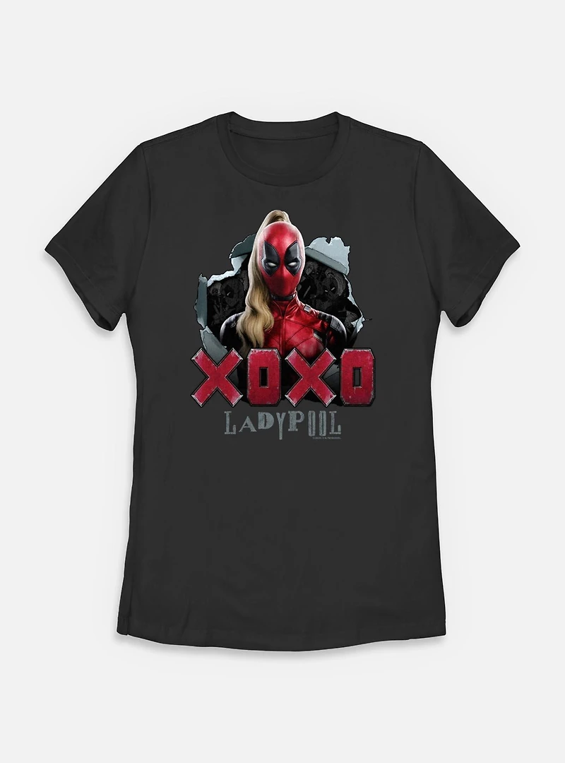 Marvel Deadpool & Wolverine XOXO Ladypool Womens T-Shirt