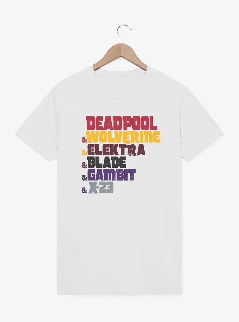Marvel Deadpool & Wolverine Team Names T-Shirt