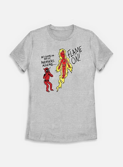Marvel Deadpool & Wolverine Flame On Womens T-Shirt