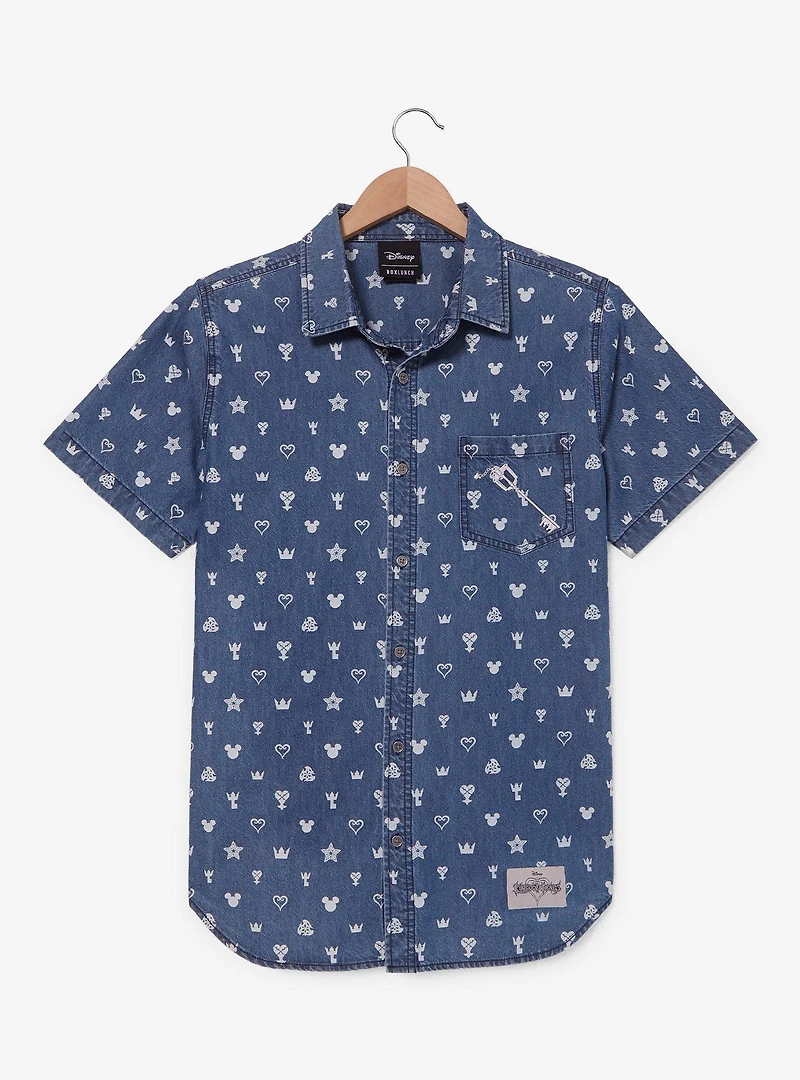 Disney Kingdom Hearts Icons Allover Print Woven Button-Up - BoxLunch Exclusive